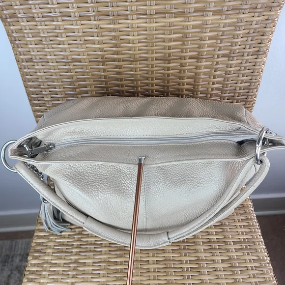 Borse In Pelle Cream Soft Pebbled Leather Shoulder Tote Bag Purse Made In Italy - Picture 9 of 16